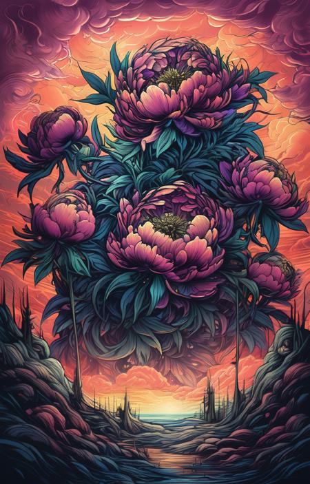 11685-2230985942-masterpiece,best quality,_lora_tbh160-sdxl_0.9_,illustration,style of Dan Mumford decaying peonies.png